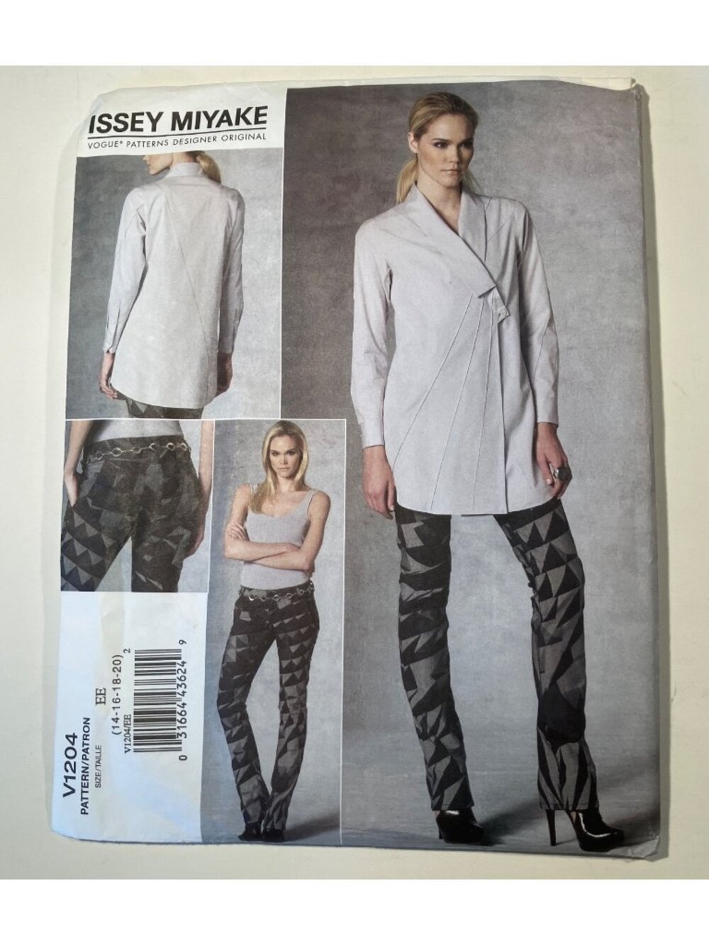 Vogue V1204  Issey Miyake Designer Asymmetrical Tunic Pants Pattern B36-42 FF